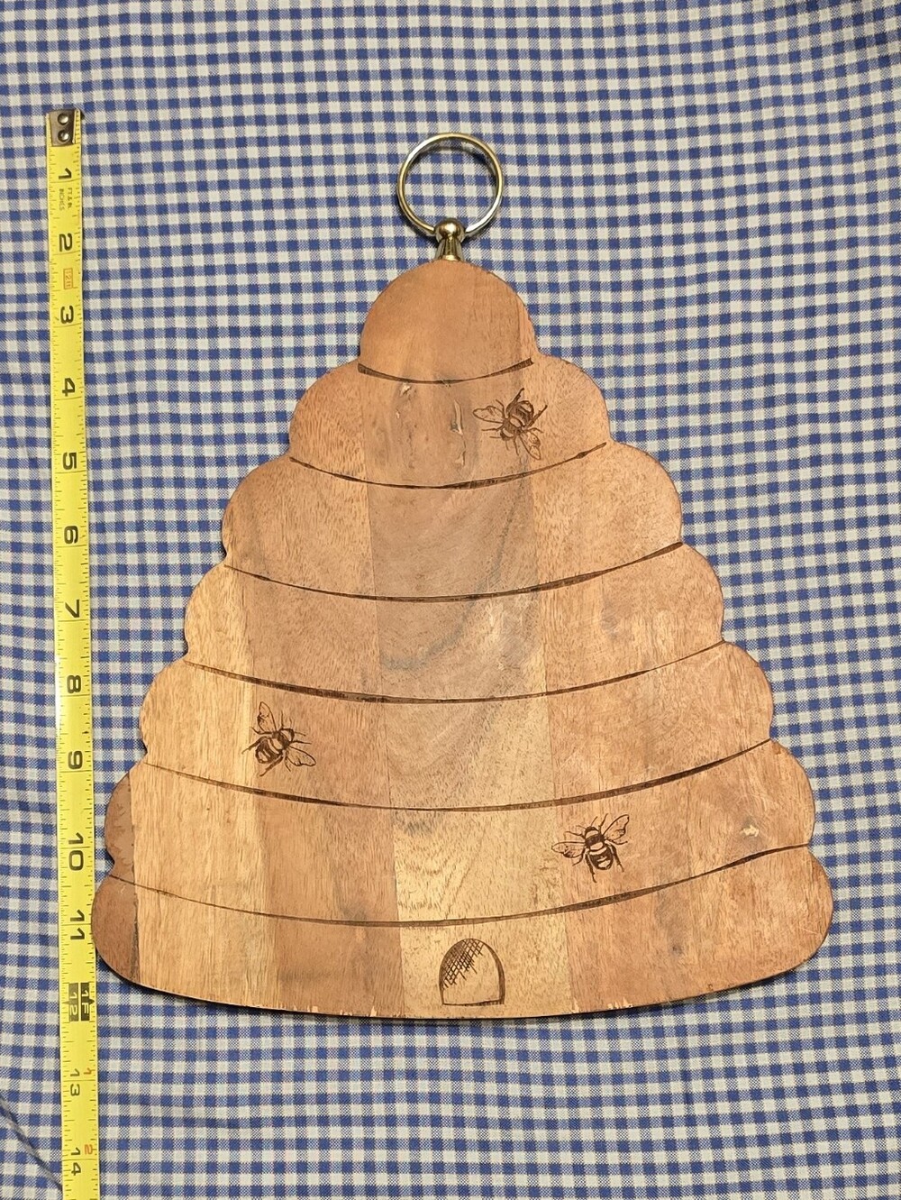 Wooden Beehive Cheeseboard With Brass Ring